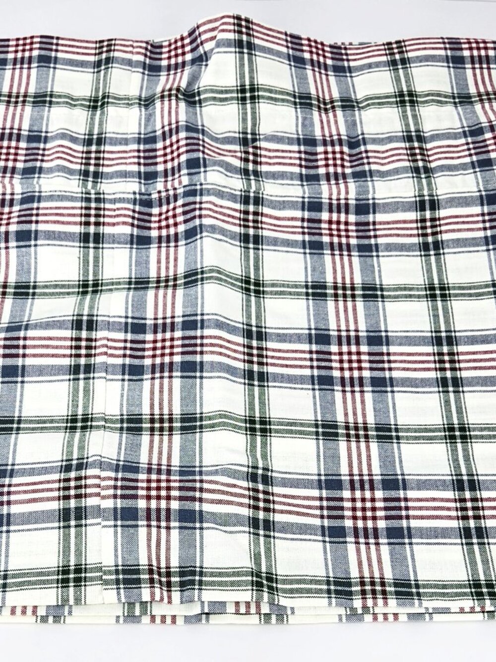 NOS 1990s Longaberger Window Valance Red, Navy Plaid 100% Cotton 74"L & 18"W